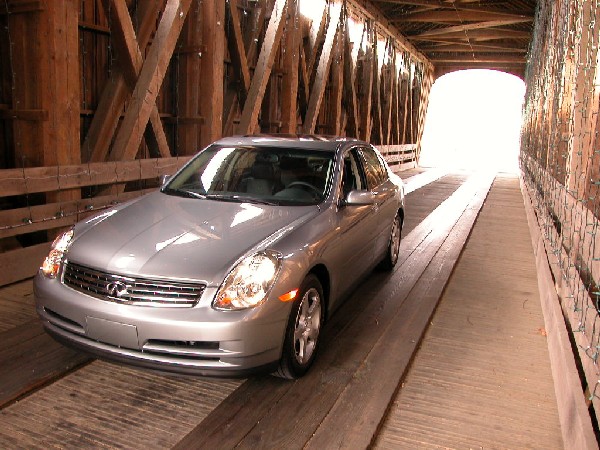 Picture of my G35 Sedan in  a covered bridge