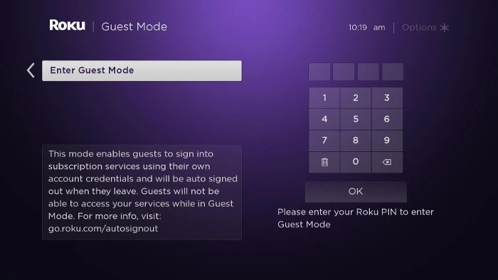 Roku Enable Guest Mode