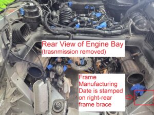 Audi R8 frame manufacturing date location - right rear support brace.